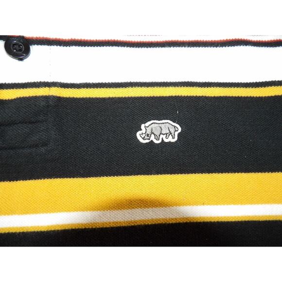 Ecko Unltd. Shirt XL Polo Collared Striped Black Yellow White Y2K Hip Hop Rhino - Picture 5 of 14